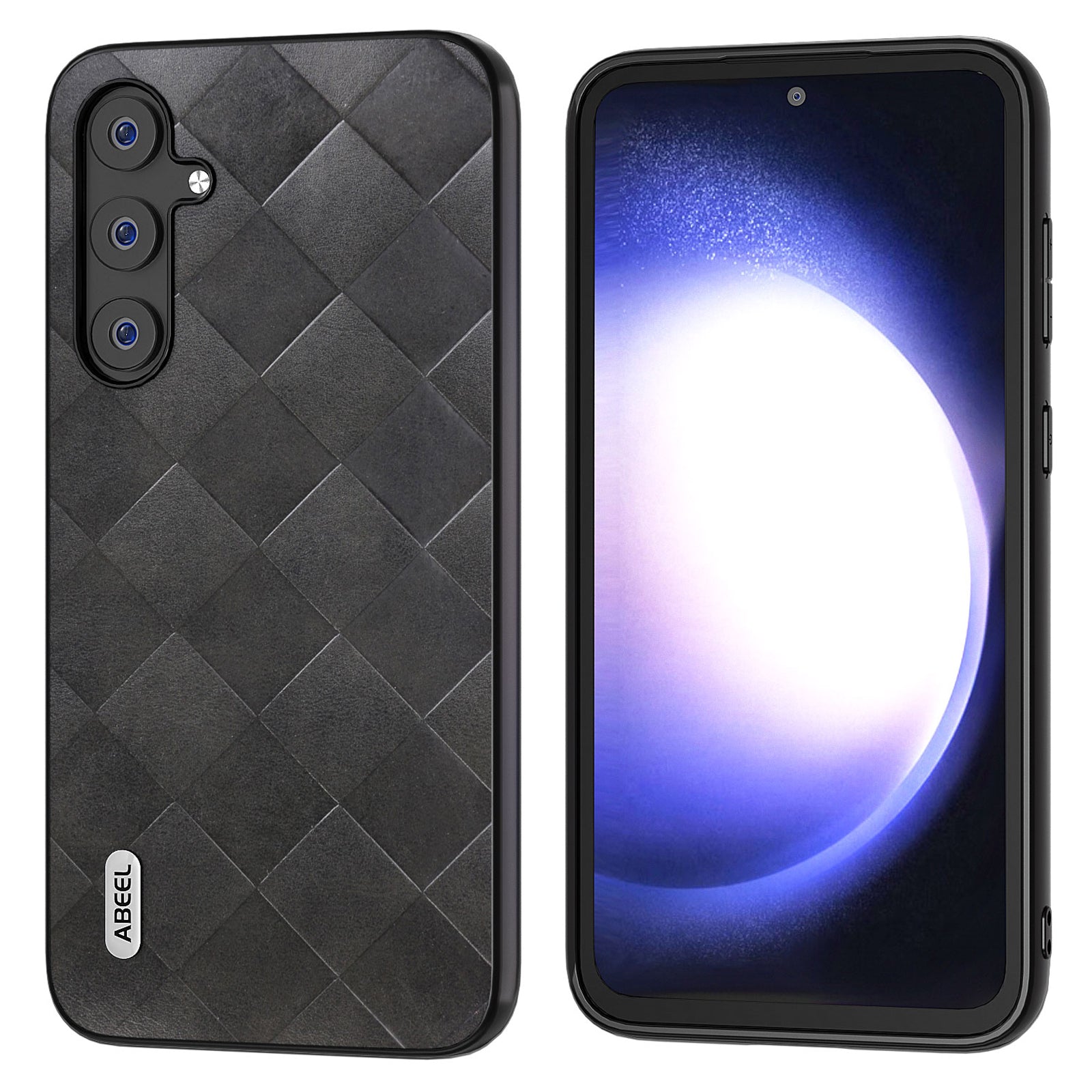 ABEEL For Samsung Galaxy S23 FE Grid Texture Anti-drop Case PU Leather Coated PC TPU Phone Cover ABEEL For Samsung Galaxy S23 FE Grid Texture Anti-drop Case PU Leather Coated PC TPU Phone Cover